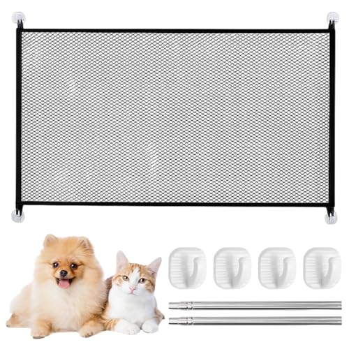 Türschutzgitter Ohne Bohren, 110 X 72 cm Türgitter Hunde, Kinder Türgitter, Schwarz, Mit 4 Haken Und 2 Stangen, Flexibel Für Treppen, Türen Und Haustiere von HcvGcm