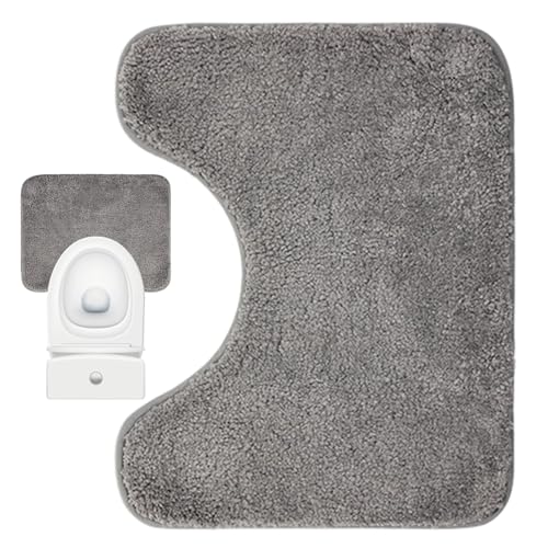 WC Teppich, U-förmiger WC Vorleger mit Ausschnitt, Rutschfester Bad Teppich, Bad vorleger， Weicher Toilettenvorleger, graue Badezimmer Matte, 50 x 40 cm von HcvGcm