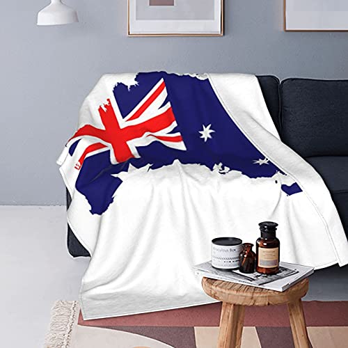 Australien-Karte und Flagge bedruckte Decke, Flanell-Fleece-Decke, Mikrofaser, Reise-Überwurf, für Bett, Couch, Stuhl, Sofa, Bettwäsche, Büro, bequeme Tagesdecke, Heimdekoration, 203,4 x 152,4 cm von Hdadwy