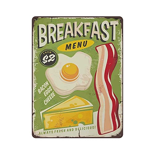 Blechschild mit Aufschrift "Breakfast Menü", Metallschild, Kunst, zum Aufhängen, Eisengemälde, Retro, Zuhause, Küche, Garten, Garage, Wanddekoration, 40,6 x 30,5 cm von Hdadwy