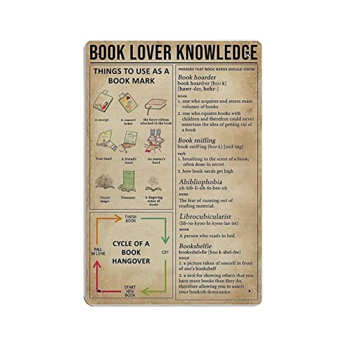 Book Lover Knowledge Poster, Metallblechschild, Wandschild, Dekoration, Vintage-Retro-Schild, Eisenmalerei, Aluminiumschild für Heimdekoration, Bar, Shop, Männer, Höhle, Außenbereich, Garage, Innenber von Hdadwy