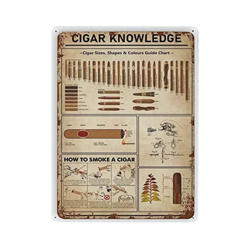 Cigar Knowledge Poster Metallblechschild, Wandschild, Dekoration, Vintage-Retro-Schild, Eisenmalerei, Aluminiumschild für Heimdekoration, Bar, Geschäft, Männer, Höhle, Außenbereich, Garage, Innenberei von Hdadwy