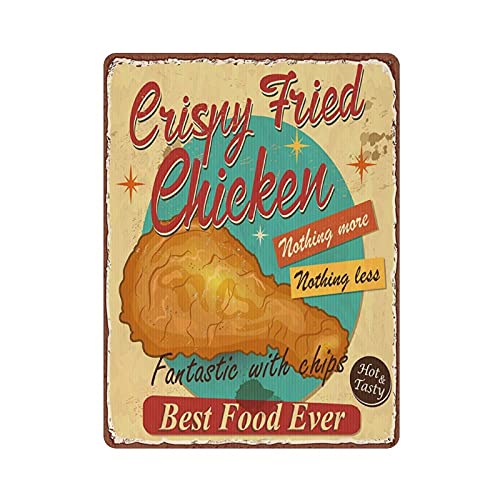 Crispy Fried Chicken Blechschild Metall Plakette Kunst Hängende Eisen Malerei Retro Heim Küche Garten Garage Wanddekoration 40,6 x 30,5 cm von Hdadwy