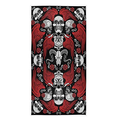 Gothic Vintage Totenkopf mit Rotwein Weiche, stark saugfähige Gäste Großes Home Dekoratives Handtuch Badetuch Geschirrtuch für Home Badezimmer Sportküche (27,5 "X 15,7") von Hdadwy