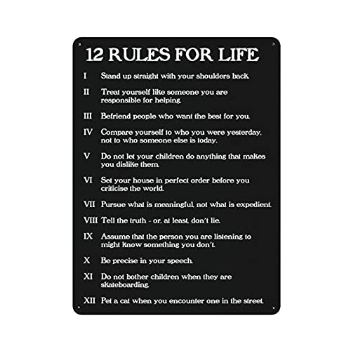 Hdadwy 12 Rules for Life Stand Up Straight with Your Shoulders Back Metal Tin Sign Artwork Poster Outdoor Sign Vintage Decor Plaque Poster Cave Garage Pub Bar Kitchen Home Decoration 16"x12" von Hdadwy