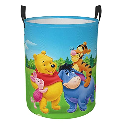 Hdadwy Anime Cartoon Winnie The Pooh Extra große Wäschekorb Wäschekorb Oxford Stoff tragbarer Waschbehälter Praktische Home Organizer Container für Schlafzimmer, Schrank, Badezimmer. von Hdadwy