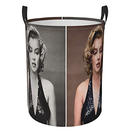 Hdadwy Marilyn Monroe Rundkorb Schmutzige Kleidung Wäschekorb Aufbewahrungstasche Mit Haltbarem Griff Für Schlafzimmer, Wohnzimmer, Spielzeug, Kissen, Decke Kleidung. von Hdadwy