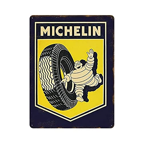Metall-Blechschild Michelin Tire Man Vintage Blechschild Wanddekoration Landhaus Küche Zuhause Garage Dekor 40,6 x 30,5 cm von Hdadwy