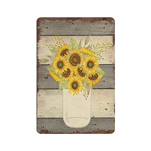 Metall-Blechschild mit Sonnenblumen-Motiv, Vintage-Blechschild, Wanddekoration, Landhaus, Küche, Zuhause, Garage, Dekoration, 30,5 x 20,3 cm von Hdadwy