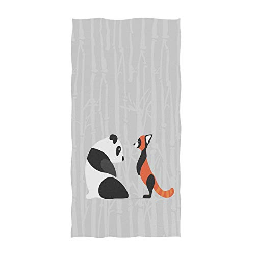 Hdadwy Niedlicher Cartoon Giant Red Panda mit Bambusdruck Weiche Gästehandtücher Badetuch Geschirrtuch für Home Badezimmer Sportküche (27,5 "X 15,7", Grau) von Hdadwy