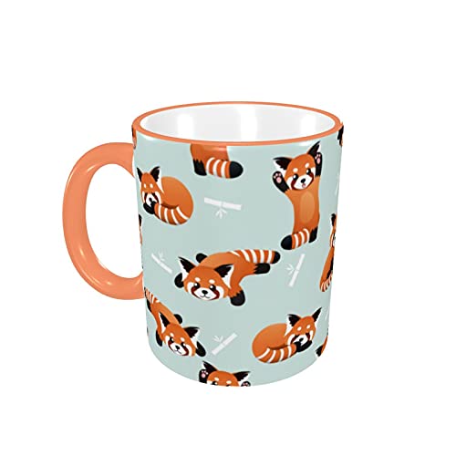 Kaffeetasse mit rotem Panda und Bambus, lustige Keramiktasse, Tasse, Tee, Kakaotasse, Neuheit, Reise, Milchbecher für Zuhause, Büro, Geburtstag, Ruhestand, Geschenke für Frauen, Männer, Familie, Freun von Hdadwy