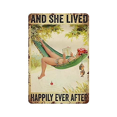 Metall-Blechschild And She Lived Happily Ever After Blechschild Metall Aluminium Schild Vintage Wanddekoration Retro Poster für Bars Restaurants Cafés Pubs Heimdekoration 30,5 x 20,3 cm von Hdadwy