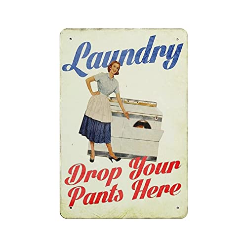 Metall-Blechschild "Laundry Drop Your Pants Here2", Vintage-Blechschild, Wanddekoration, Landhaus, Küche, Zuhause, Garage, Dekoration, 30,5 x 20,3 cm von Hdadwy