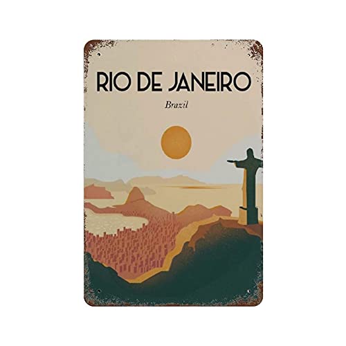 Rio De Janeiro Brasilien Reise-Blechschild Metallschild Kunst zum Aufhängen Eisengemälde Retro Heim Küche Garten Garage Wanddekoration 30,5 x 20,3 cm von Hdadwy