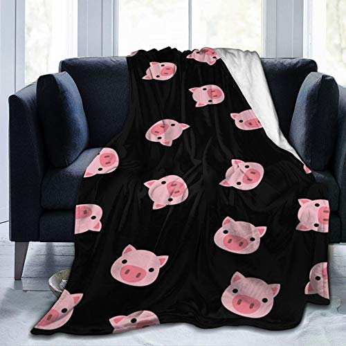 Rosa Schwein Decke, süße Cartoon Schwein Gesicht Flanell Fleece Decke, super weiche gemütliche warme Couch Bett Sofa Reisende Campingdecke für Kinder Erwachsene die ganze Saison 80 "x 60" von Hdadwy