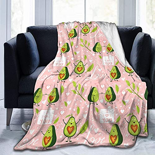 Süße Avocado Decke Rosa Cartoon Furits Essen Avocados Decke Gemütliche warme Fuzzy Decke Flauschige Flanell-Fleece-Decken für Bettcouch Sofa die ganze Saison 80 "x 60" von Hdadwy