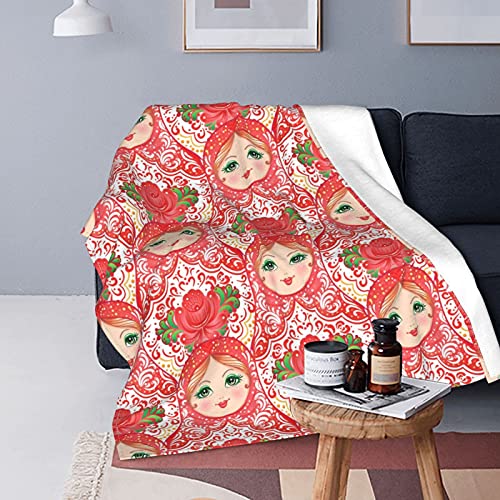 Traditionelle russische Nesting Doll mit Blumen Fleece Flanell Decke Leichte Kuschelige Plüschdecke Zuhause Dekorativ Für Couch Schlafsofa Stuhl Büro Alle Jahreszeiten Für Männer/Frauen/Kinder 80 "x 6 von Hdadwy