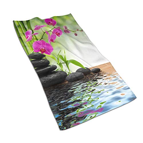 Weiches Handtuch Orchidee Zen Bambus Rosa Blume Badehandtücher Waschlappen für Zuhause/Strand/Yoga 27,5 "X 15,7" von Hdadwy