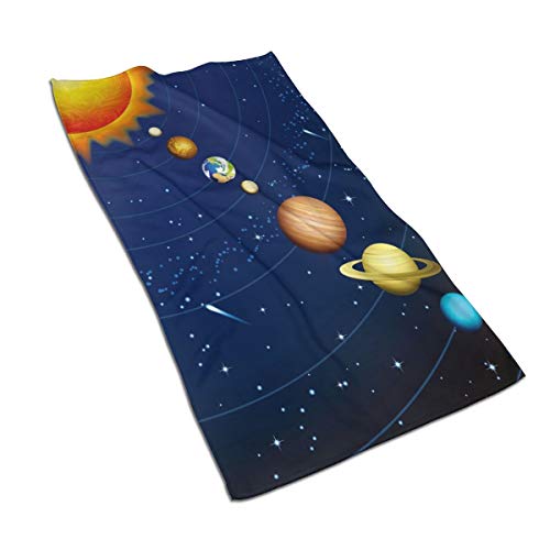 Weiches Handtuch Sonnensystem 9 Planeten Illustration Badehandtücher Waschlappen für Zuhause/Strand/Yoga 27,5 "X 15,7" von Hdadwy