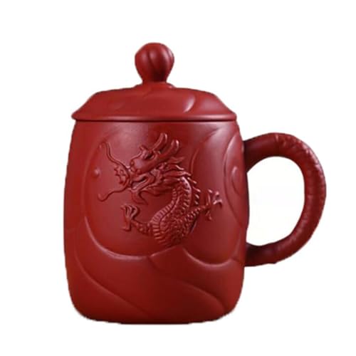 HdjjLtor Retro Chinesischer Drache Lila Ton Becher, 440 Ml Teetasse Mit Deckel Infuser Handgefertigte Yixing Zisha Teetasse Geschenk Becher,C von HdjjLtor