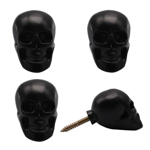 Hdtyyln Totenkopf-Wandhaken, 4 Stück, dekorative Metall-Wandmontage, Schlüsselhalter, Huthalter, Organizer, Badezimmer, Aufhänger, Heim- und Küchengebrauch, Klammern (schwarz) von Hdtyyln