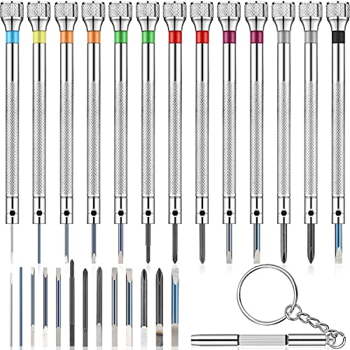 Hduacuge 13-teiliges Mini-Schraubendreher für Uhren, Präzisionsschraubendreher, 0,6 – 2,0 mm, mit 13 Ersatzklingen, silber Hduacuge 13-teiliges Mini-Schraubendreher für Uhren, Präzisionsschraubendreher, 0,6 – 2,0 mm, mit 13 Ersatzklingen, silber von Hduacuge