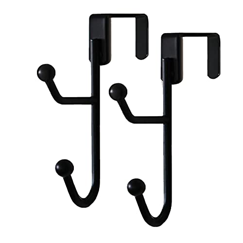 Hduacuge 2 Haken über der Tür, Doppelhaken aus robustem Metall, zum Aufhängen von Mänteln, Hüten, Bademänteln, Handtüchern, Schwarz Hduacuge 2 Haken über der Tür, Doppelhaken aus robustem Metall, zum Aufhängen von Mänteln, Hüten, Bademänteln, Handtüchern, Schwarz von Hduacuge