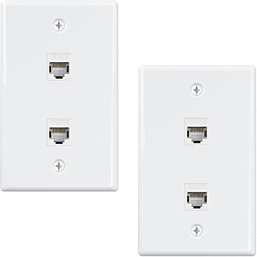 Hduacuge 2 Stück Wandplatten Ethernet 2 Ports, Steckdose Cat6 auf RJ45 Kupplung Steckdose, Weiß von Hduacuge