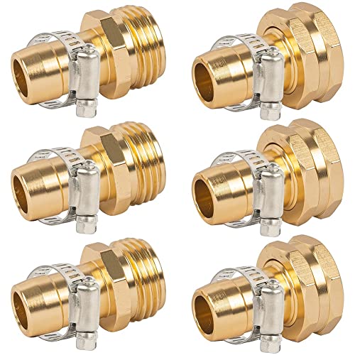 Hduacuge 3 Sets von Verbindungsstücken zur Reparatur von Gartenschläuchen, Schlauchanschlüssen und männlich für Reparaturset, Gartenschlauch aus Metall, 3/4 und 5/8 von Hduacuge
