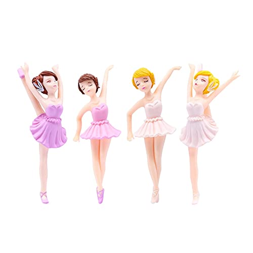 Hduacuge 4-teiliges Miniatur-Ballett Mädchen Figur Büro Sammlung Kuchen Dekoration Mädchen Kuchen Topper Pflanze Topf Dekoration von Hduacuge