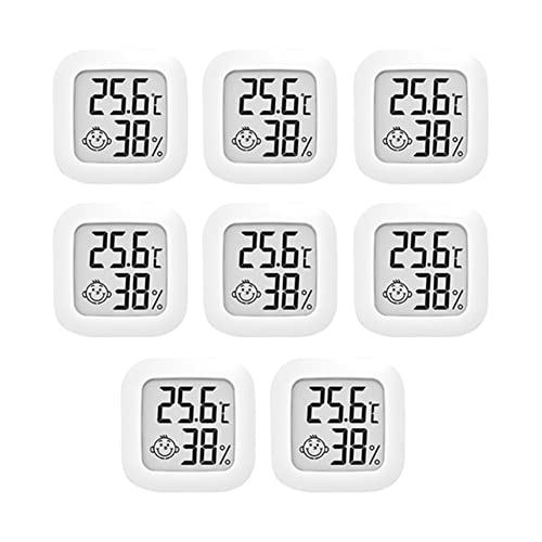 Hduacuge 8 Stück Mini-Thermometer, digital, LCD, Hygrometer, Messgerät für Feuchtigkeitssensor, Temperatur im Innenbereich von Hduacuge
