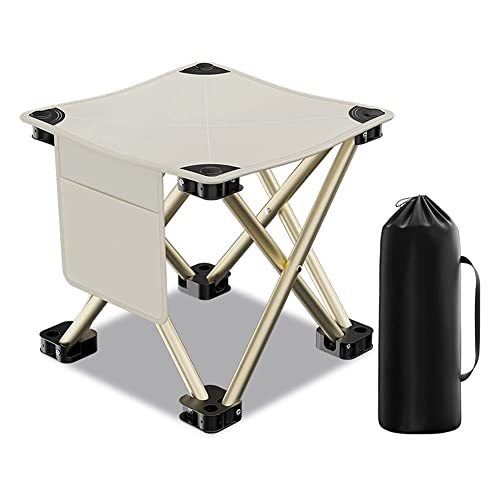 Hduacuge Campinghocker, leichter Hocker zum Angeln, für Erwachsene, Picknick, Wandern im Freien, bis zu 450 LB, cremeweiß von Hduacuge