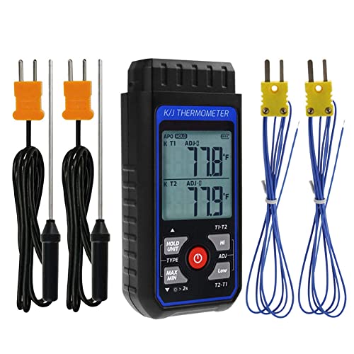 Hduacuge Digitales Thermoelement-Thermometer, Typ K, mit 4 Thermoelementen, -328 – 2500 ℉ Mess-Thermometer, HVAC Hduacuge Digitales Thermoelement-Thermometer, Typ K, mit 4 Thermoelementen, -328 – 2500 ℉ Mess-Thermometer, HVAC von Hduacuge