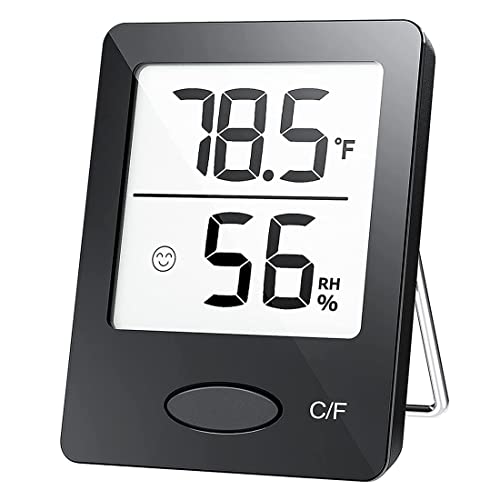 Hduacuge Thermometer, Hygrometer, Innenthermometer mit LCD-Display, Feuchtigkeitsmonitor für Büro zu Hause, Schwarz von Hduacuge