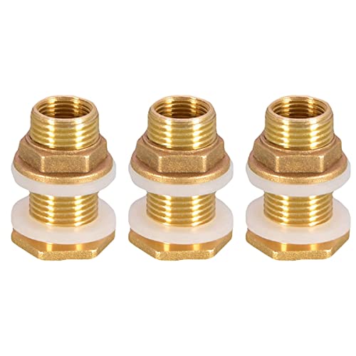 Hduacuge Verbindungsstück für Trennwand aus Messing, 3 Sets, 3/8 , 1/2 , männlich, Tankverbinder, Messing, Gewinde mit Ring von Hduacuge