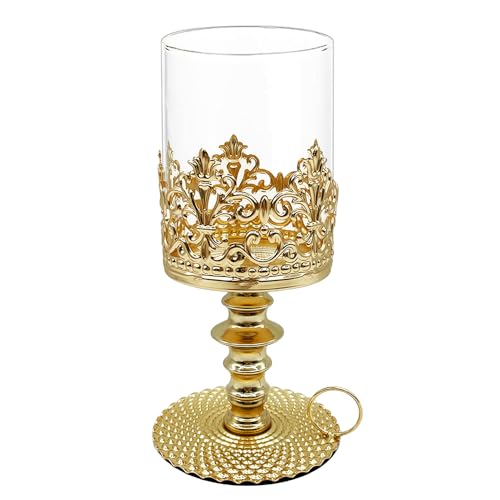 Goldene Kerzenständer Vintage Stabkerzenhalter Teelichter - Kerzenhalter für Stabkerze Stumpenkerzen Boho Deko Wohnzimmer Schlafzimmer Dekoration Hochzeit Tischdeko Weihnachtsdeko Groß von HeDaKang