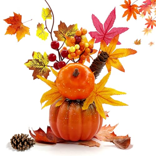 HeDaKang Herbstdeko Kürbis Deko Tischdeko - Herbst Oktoberfest Halloween Aesthetic Deko Wohnzimmer Schlafzimmer Kunstpflanze Weihnachtsdeko Innen und Draußen Künstliche Pflanzen Gemüse Geschenke von HeDaKang