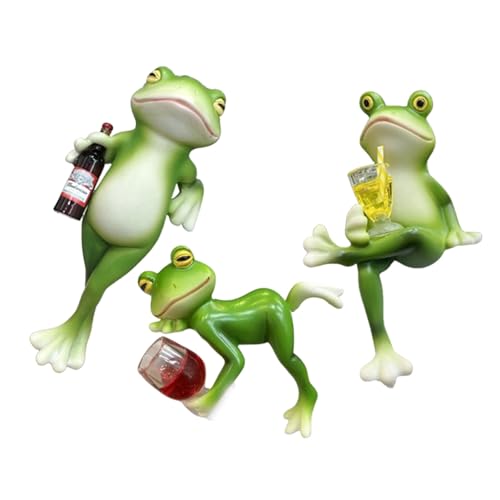 3 Stück ,Frosch Deko Frösche Tiere Harz Statue Gartendeko,Blumentopf Hänger Frösche Deko Figuren,Deko Grün Frosch Blumentopfhänger Figuren Balkon Deko Garten Frosch Figuren Topfdekorationen von HeFZiYMOZaDP