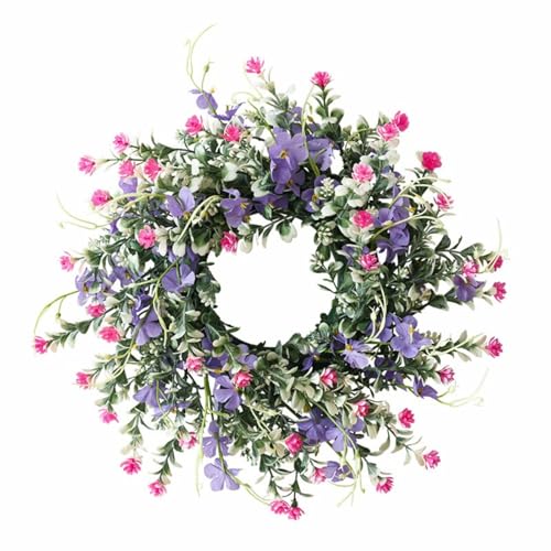 Ganzjährig Türkranz für Außen, Frühling Sommer Wildblume Kranz, Dekorative Mehrzweck-Girlande Frühlingkranz,Bunt Türkranz Frühling für Frühling Innen Außen Cafe Garten Deko（40cm） von HeFZiYMOZaDP
