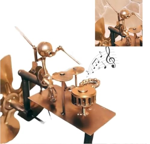 HeFZiYMOZaDP 2025 Handmade Metal Drummer Windmill, 32 cm Schlagzeuger Windrad Garten,Gartenstecker Sculpture Windmühle Windspiel Garten Ornamente,Percussionistische Figuren Windspinner für Gartendeko von HeFZiYMOZaDP