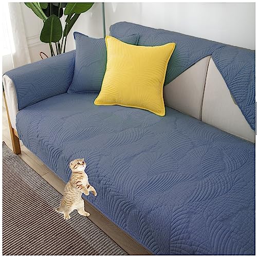 Sofabezug L Form 1 2 3 4 Sitzer Couch Bezug Reine Baumwolle Sofaüberwurf, Waschbar Sofa Überzug Sofaschutz Katze Hund, Anti-rutsch Sofa Überwurf (Navy Blau,110x180cm) von HeGza