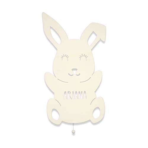 HeLLo mini Nachtlicht Hannes der Hase Kinderzimmer-Lampe/Tauf-Geschenk oder zur Geburt/Personalisiert mit Wunsch-Name für Mädchen oder Jungen Kinderlampe Babyzimmer Stilleuchte [Energieklasse A++] von HeLLo mini