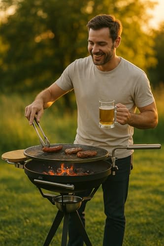 Hero24 SCHWENKGRILL MIT EDELSTAHLROST 54 CM FEUERSCHALE 57 cm von HeRo24