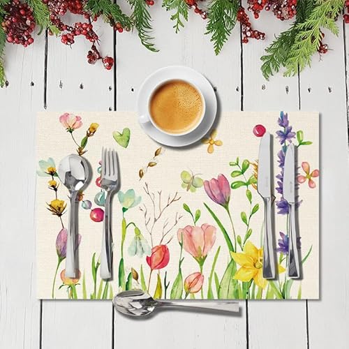 HeaHap Mode Frühling Tischläufer, Waschbar Modern Sommer Küche Esstisch Dekoration für drinnen und draußen Urlaub Party Wohnzimmer Dekor (Tulpen, 30 x 40 cm) von HeaHap