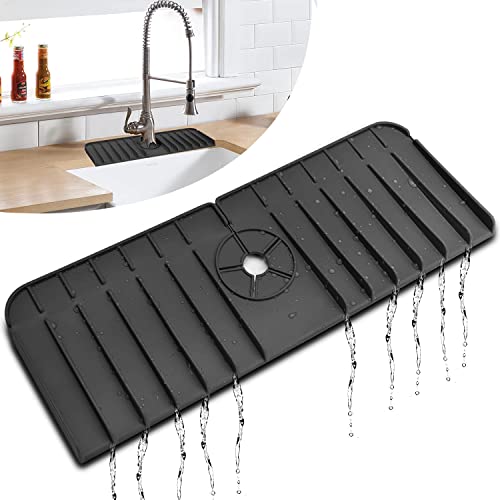 Silikon Wasserhahn Matte, Wasserhahn Spritzfänger Wasserhahn Matte für Küche, Badezimmer, Wasserhahn Griff Tropffänger Matte (Schwarz) von HeaHap