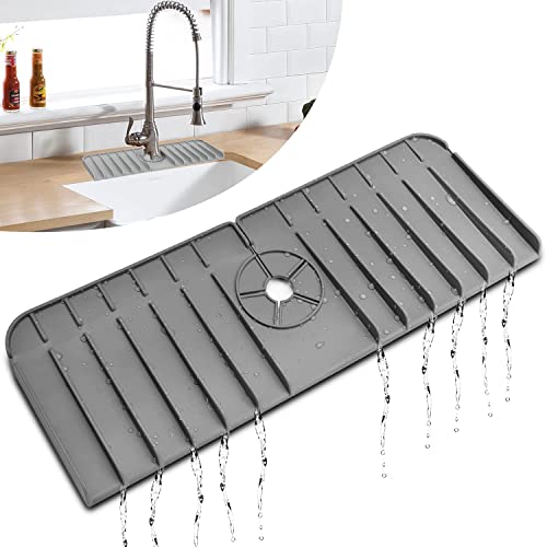 HeaHap Silikon Wasserhahn Matte, Wasserhahn Spritzfänger Wasserhahn Matte für Küche, Badezimmer, Wasserhahn Griff Tropffänger Matte (grau) von HeaHap