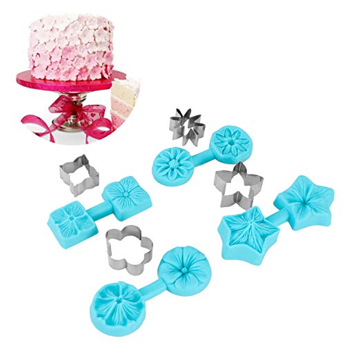 4 Sets Silikon-Backformen mit Ausstecher, Fondantformen Zum Dekorieren von Kuchen, Blumen von Headerbs