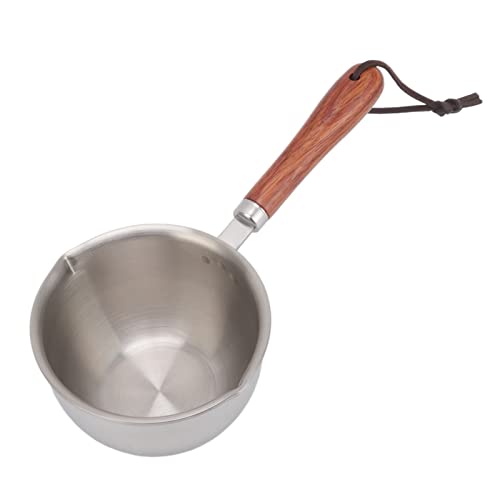 Edelstahl-Kochtopf, Non-Stick-Sauce Pfanne Mehrzweck-Topf mit Ausgießer und Holzgriff Zum Kochen von Milch Heißes Schokoladen öl (Klein (12,2 x 8,3 x 3,5 Zoll)) von Headerbs