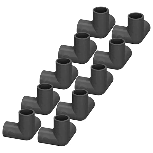 Headerbs 10pcs Rohrverarmt 1 Zoll PVC -Rohranschläge 3 -Wege PVC -Ellbogenanschlüsse für Möbel Treibhauszeltanschlüsse (BLACK) von Headerbs