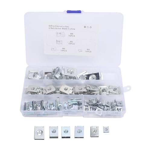 Headerbs 50pcs Car U Clips Assortment Kit Manganstahl U -Form Set Set für Automatische Innentürtafel Dash M4 M5 M6 M8 von Headerbs